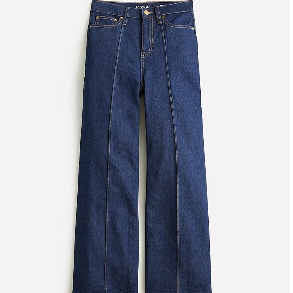 J. Crew Pintuck Denim Trouser in Rinse Wash, Size 32. NWT